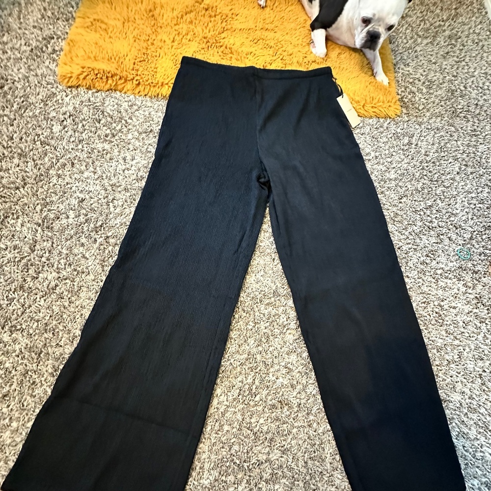 Halogen elastic waist pleated pants